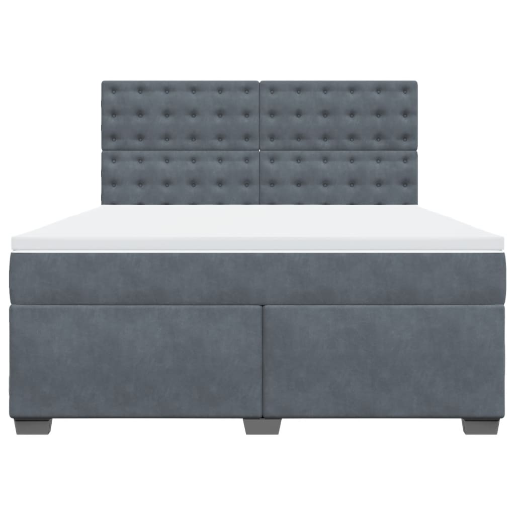 Κρεβάτι Boxspring με Στρώμα Σκούρο Γκρι 180x200 εκ. Βελούδινο