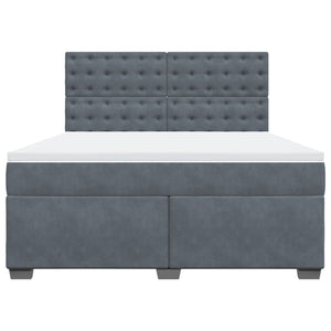 Κρεβάτι Boxspring με Στρώμα Σκούρο Γκρι 180x200 εκ. Βελούδινο