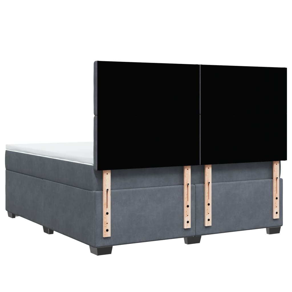Κρεβάτι Boxspring με Στρώμα Σκούρο Γκρι 180x200 εκ. Βελούδινο