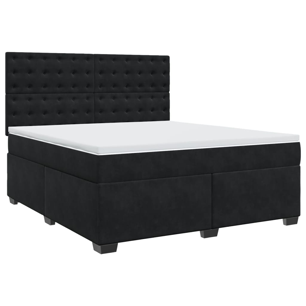 Κρεβάτι Boxspring με Στρώμα Μαύρο 180x200 εκ. Βελούδινο