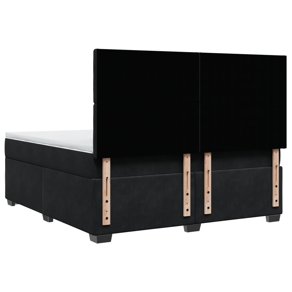 Κρεβάτι Boxspring με Στρώμα Μαύρο 180x200 εκ. Βελούδινο