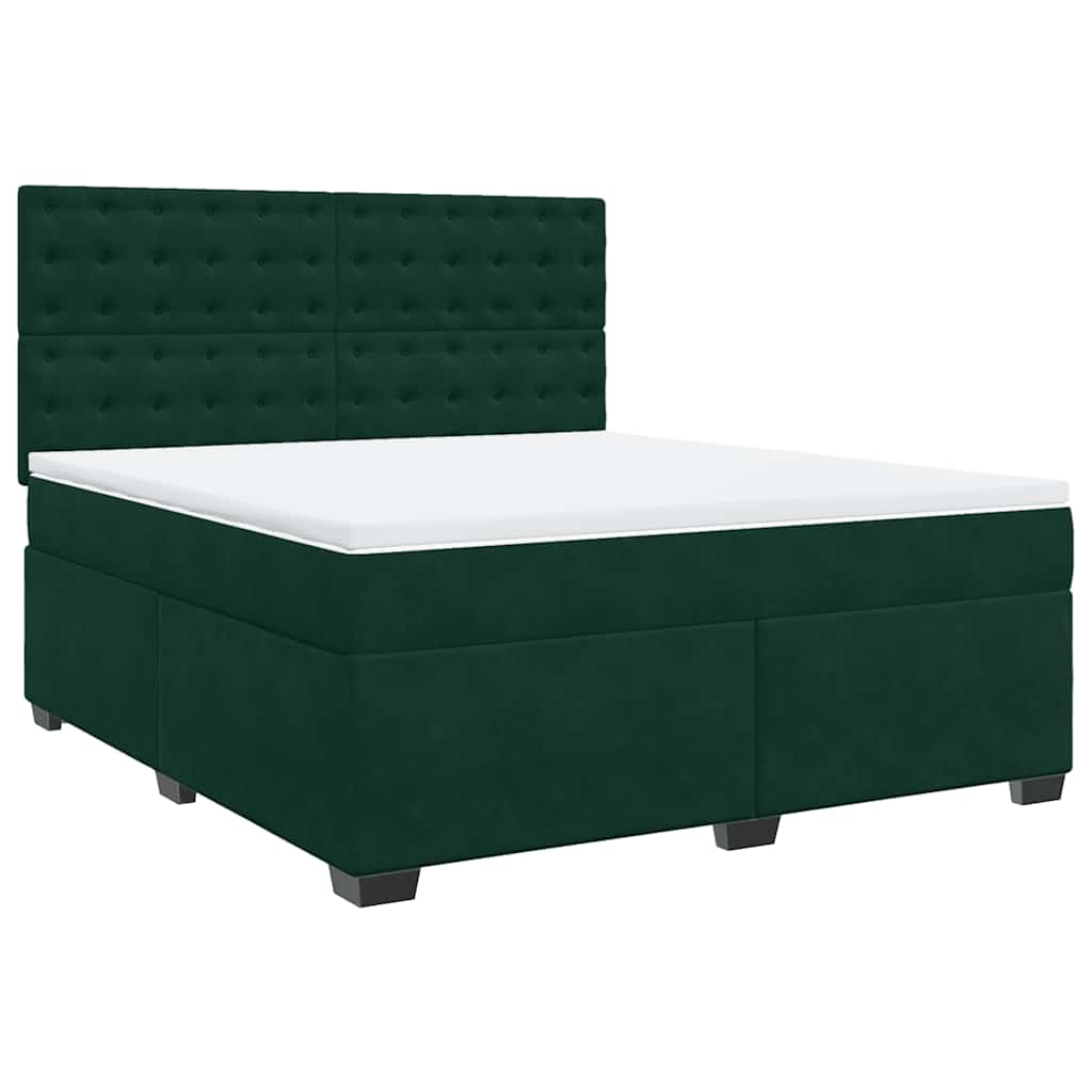 Κρεβάτι Boxspring με Στρώμα Σκούρο Πράσινο 180x200εκ. Βελούδινο