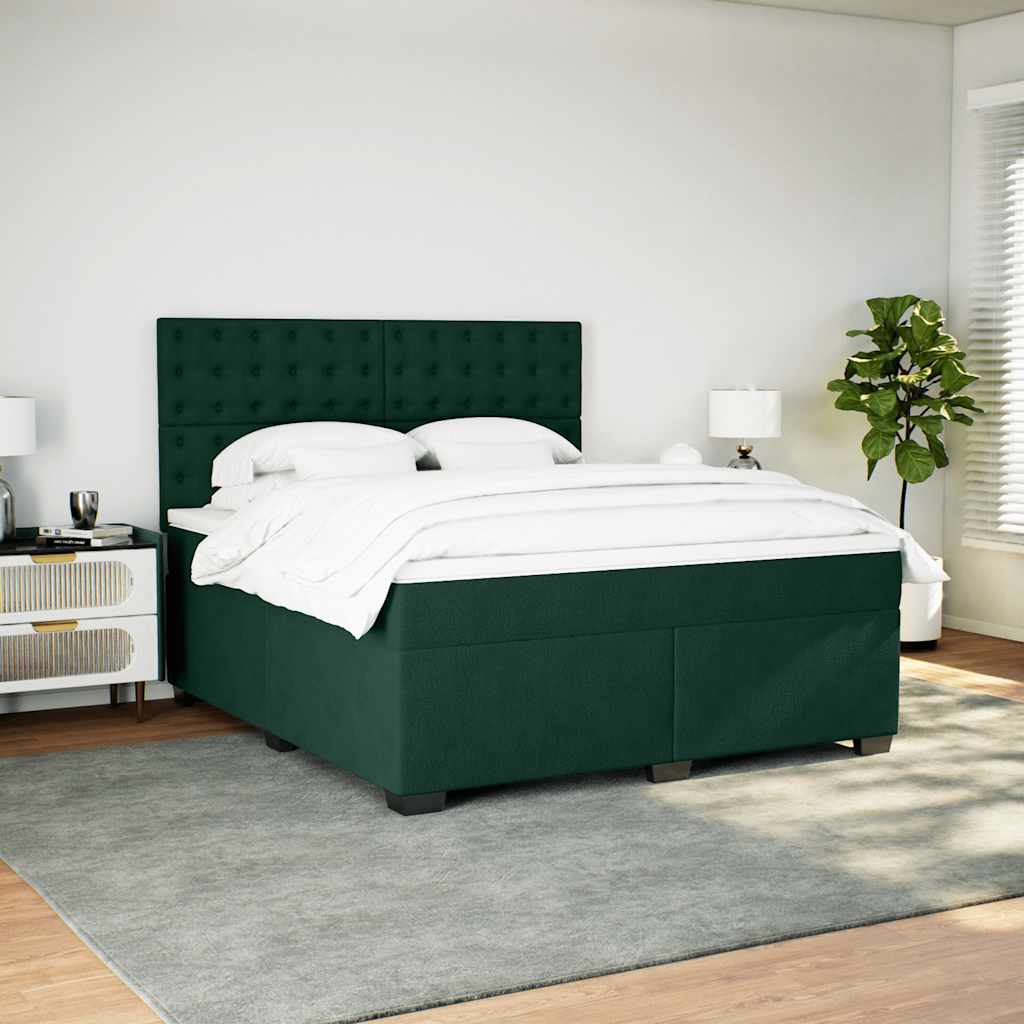 Κρεβάτι Boxspring με Στρώμα Σκούρο Πράσινο 180x200εκ. Βελούδινο