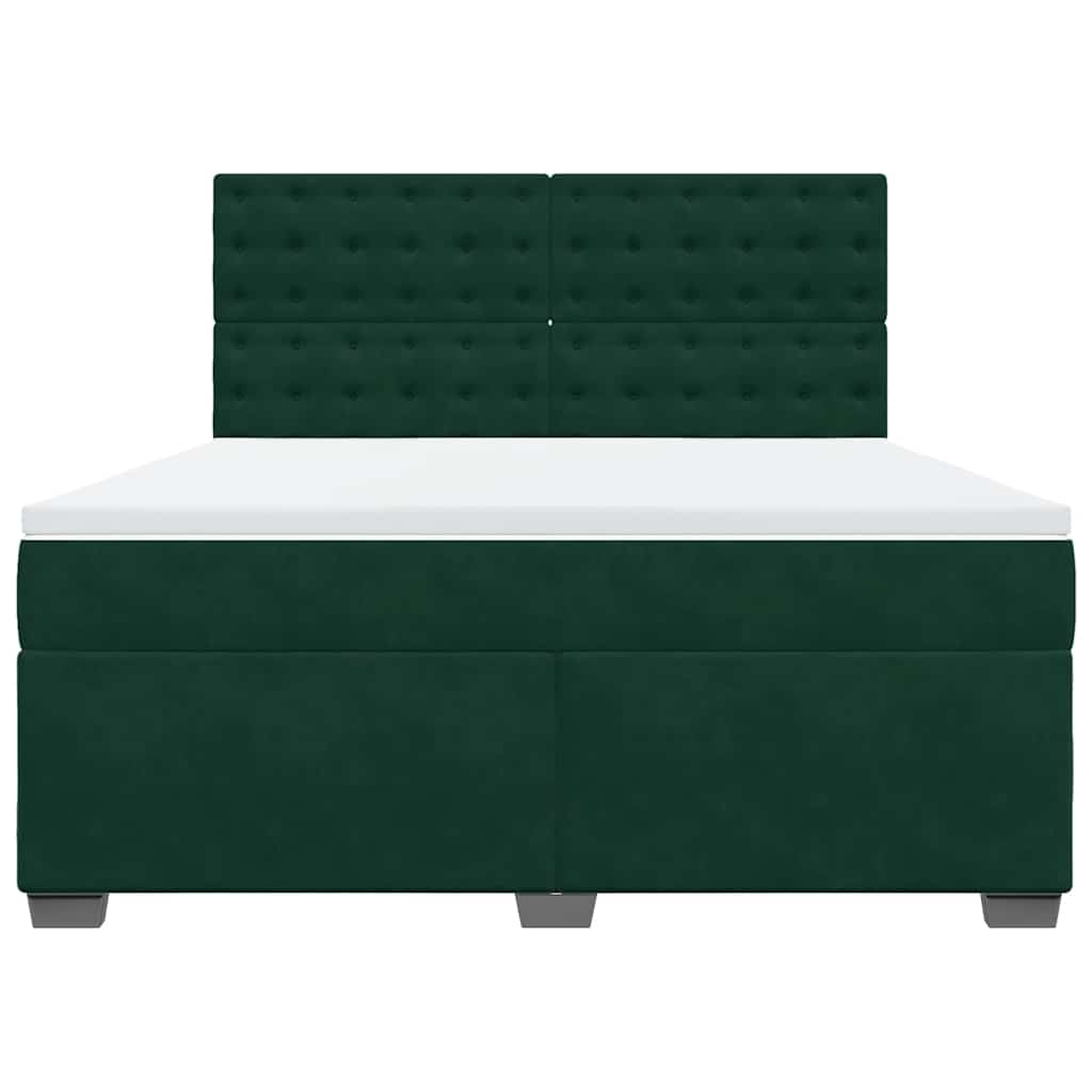 Κρεβάτι Boxspring με Στρώμα Σκούρο Πράσινο 180x200εκ. Βελούδινο