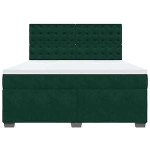 Κρεβάτι Boxspring με Στρώμα Σκούρο Πράσινο 180x200εκ. Βελούδινο