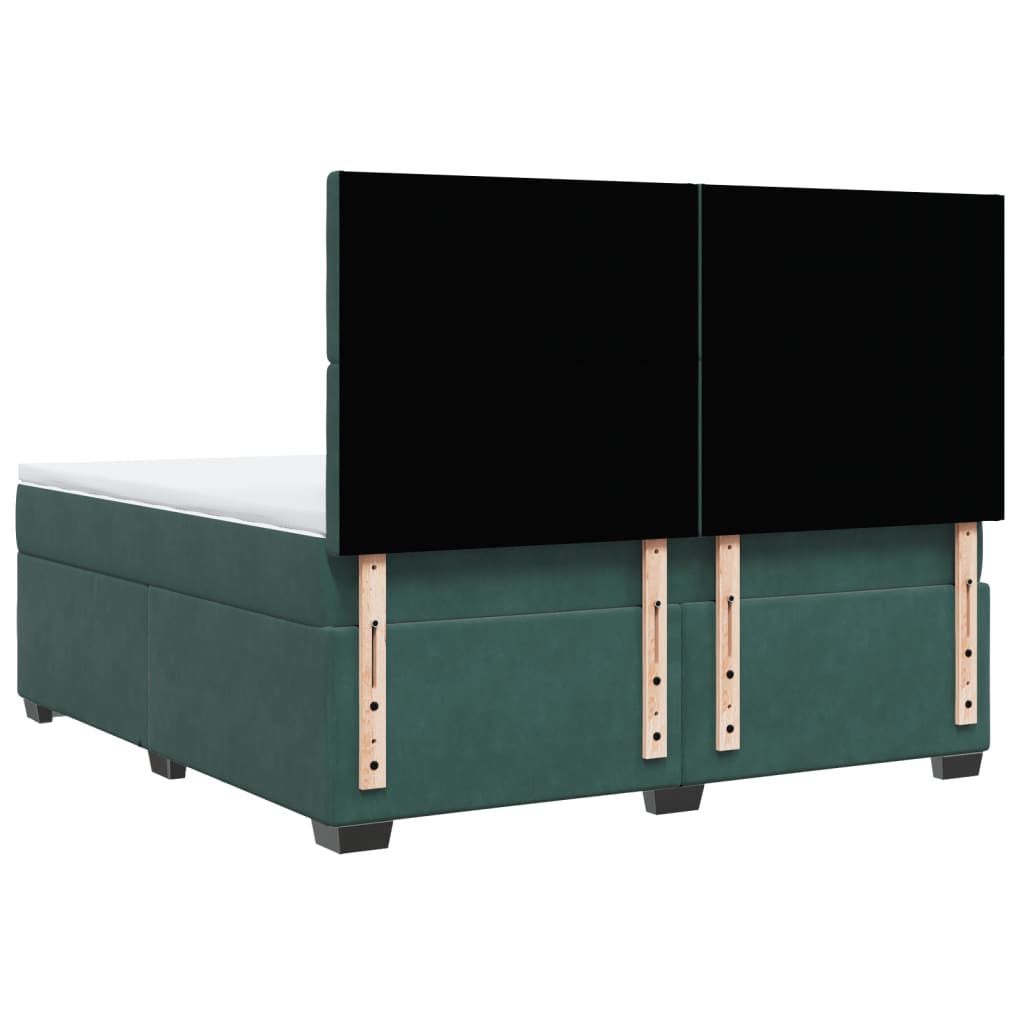 Κρεβάτι Boxspring με Στρώμα Σκούρο Πράσινο 180x200εκ. Βελούδινο