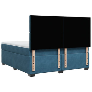 Κρεβάτι Boxspring με Στρώμα Μπλε 180x200 εκ. Βελούδινο