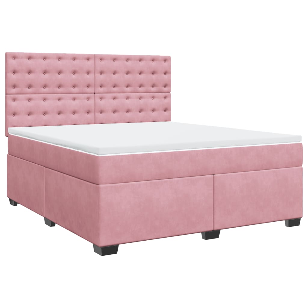 Κρεβάτι Boxspring με Στρώμα Ροζ 180x200 εκ. Βελούδινο