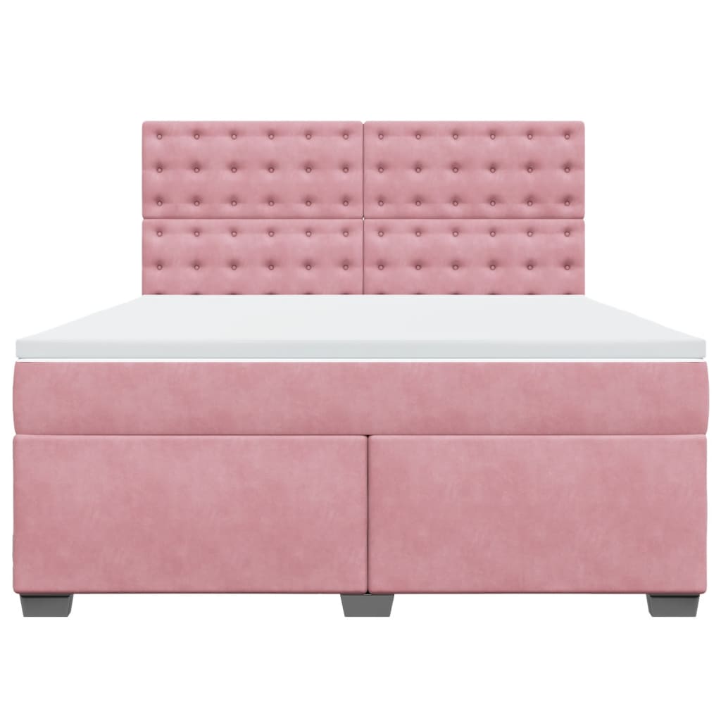 Κρεβάτι Boxspring με Στρώμα Ροζ 180x200 εκ. Βελούδινο