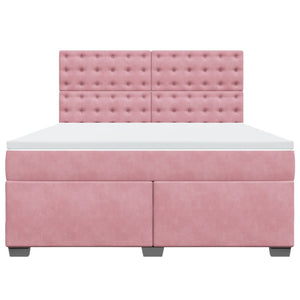 Κρεβάτι Boxspring με Στρώμα Ροζ 180x200 εκ. Βελούδινο