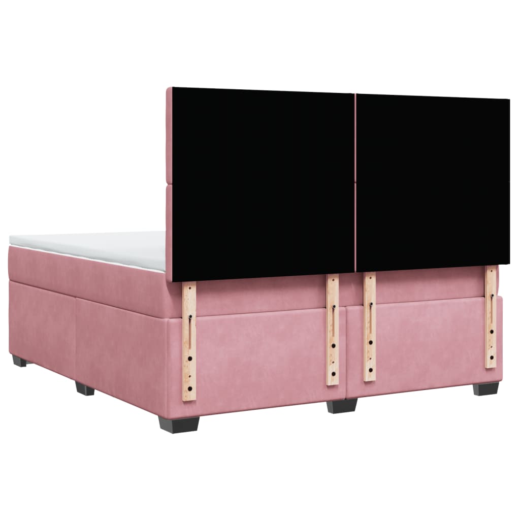 Κρεβάτι Boxspring με Στρώμα Ροζ 180x200 εκ. Βελούδινο