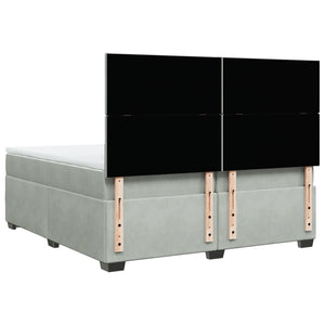 Κρεβάτι Boxspring με Στρώμα Ανοιχτό Γκρι 200x200 εκ. Βελούδινο - Pakobazaar