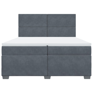 Κρεβάτι Boxspring με Στρώμα Σκούρο Γκρι 200x200 εκ. Βελούδινο