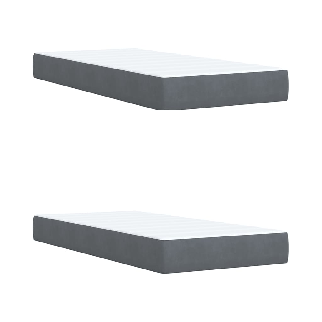 Κρεβάτι Boxspring με Στρώμα Σκούρο Γκρι 200x200 εκ. Βελούδινο