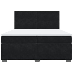 Κρεβάτι Boxspring με Στρώμα Μαύρο 200x200 εκ. Βελούδινο