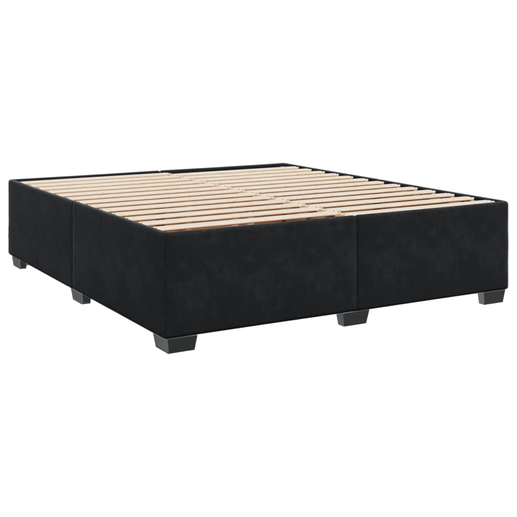 Κρεβάτι Boxspring με Στρώμα Μαύρο 200x200 εκ. Βελούδινο