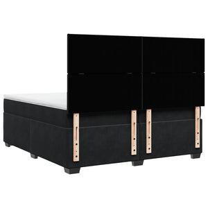 Κρεβάτι Boxspring με Στρώμα Μαύρο 200x200 εκ. Βελούδινο