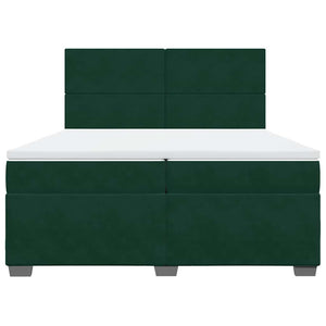 Κρεβάτι Boxspring με Στρώμα Σκούρο Πράσινο 200x200εκ. Βελούδινο