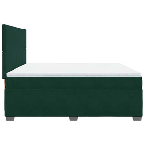Κρεβάτι Boxspring με Στρώμα Σκούρο Πράσινο 200x200εκ. Βελούδινο