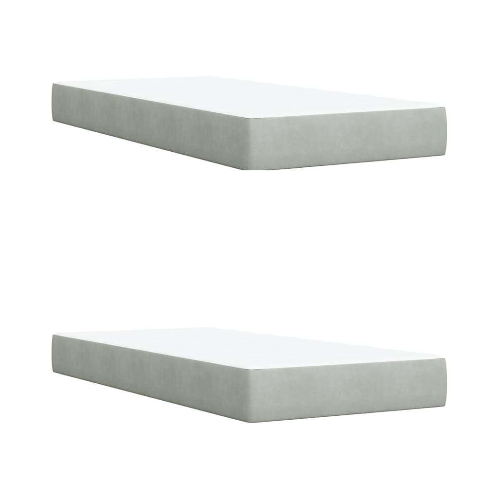Κρεβάτι Boxspring με Στρώμα Ανοιχτό Γκρι 200x200 εκ. Βελούδινο - Pakobazaar