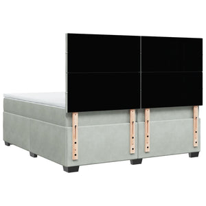 Κρεβάτι Boxspring με Στρώμα Ανοιχτό Γκρι 200x200 εκ. Βελούδινο - Pakobazaar
