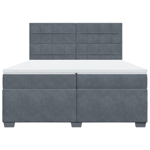 Κρεβάτι Boxspring με Στρώμα Σκούρο Γκρι 200x200 εκ. Βελούδινο
