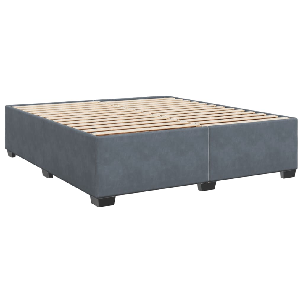 Κρεβάτι Boxspring με Στρώμα Σκούρο Γκρι 200x200 εκ. Βελούδινο
