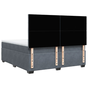 Κρεβάτι Boxspring με Στρώμα Σκούρο Γκρι 200x200 εκ. Βελούδινο