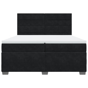 Κρεβάτι Boxspring με Στρώμα Μαύρο 200x200 εκ. Βελούδινο