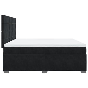 Κρεβάτι Boxspring με Στρώμα Μαύρο 200x200 εκ. Βελούδινο