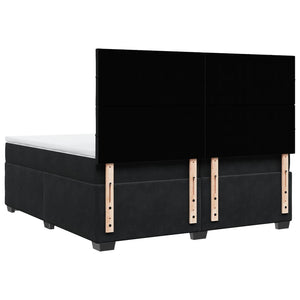Κρεβάτι Boxspring με Στρώμα Μαύρο 200x200 εκ. Βελούδινο
