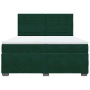 Κρεβάτι Boxspring με Στρώμα Σκούρο Πράσινο 200x200εκ. Βελούδινο