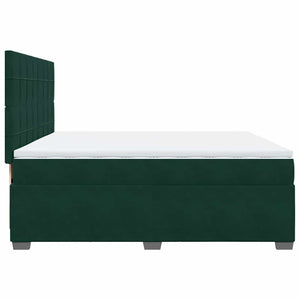 Κρεβάτι Boxspring με Στρώμα Σκούρο Πράσινο 200x200εκ. Βελούδινο