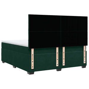 Κρεβάτι Boxspring με Στρώμα Σκούρο Πράσινο 200x200εκ. Βελούδινο