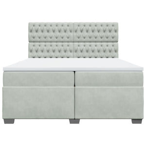 Κρεβάτι Boxspring με Στρώμα Ανοιχτό Γκρι 200x200 εκ. Βελούδινο - Pakobazaar
