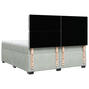 Κρεβάτι Boxspring με Στρώμα Ανοιχτό Γκρι 200x200 εκ. Βελούδινο - Pakobazaar