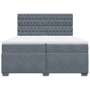 Κρεβάτι Boxspring με Στρώμα Σκούρο Γκρι 200x200 εκ. Βελούδινο - Pakobazaar