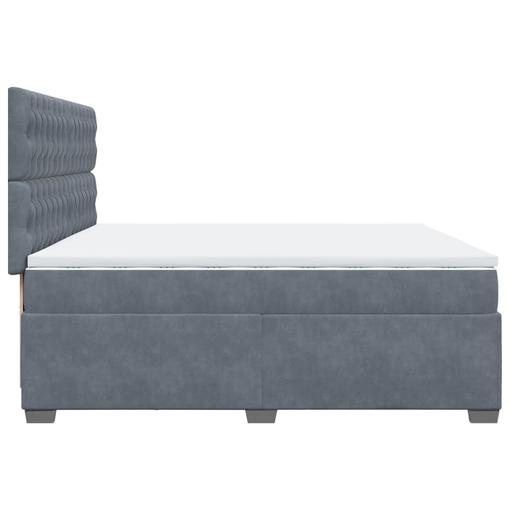 Κρεβάτι Boxspring με Στρώμα Σκούρο Γκρι 200x200 εκ. Βελούδινο - Pakobazaar