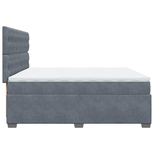 Κρεβάτι Boxspring με Στρώμα Σκούρο Γκρι 200x200 εκ. Βελούδινο - Pakobazaar