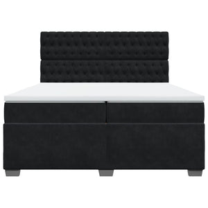 Κρεβάτι Boxspring με Στρώμα Μαύρο 200x200 εκ. Βελούδινο