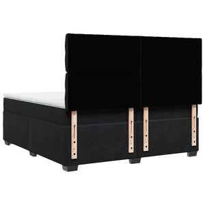 Κρεβάτι Boxspring με Στρώμα Μαύρο 200x200 εκ. Βελούδινο
