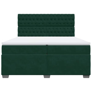Κρεβάτι Boxspring με Στρώμα Σκούρο Πράσινο 200x200εκ. Βελούδινο - Pakobazaar