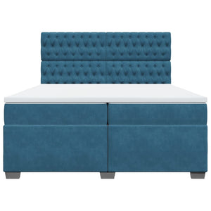 Κρεβάτι Boxspring με Στρώμα Μπλε 200x200 εκ. Βελούδινο