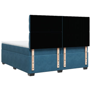 Κρεβάτι Boxspring με Στρώμα Μπλε 200x200 εκ. Βελούδινο
