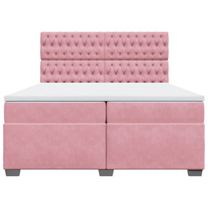 Κρεβάτι Boxspring με Στρώμα Ροζ 200x200 εκ. Βελούδινο - Pakobazaar