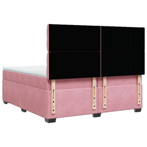 Κρεβάτι Boxspring με Στρώμα Ροζ 200x200 εκ. Βελούδινο - Pakobazaar