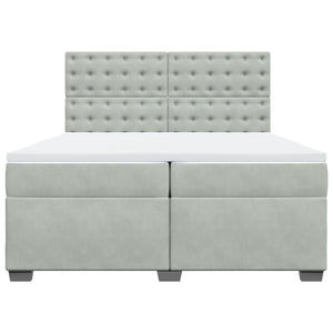 Κρεβάτι Boxspring με Στρώμα Ανοιχτό Γκρι 200x200 εκ. Βελούδινο - Pakobazaar