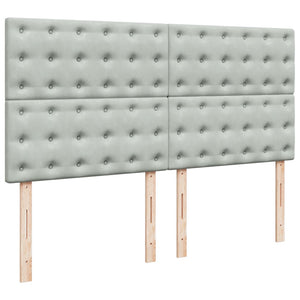 Κρεβάτι Boxspring με Στρώμα Ανοιχτό Γκρι 200x200 εκ. Βελούδινο - Pakobazaar