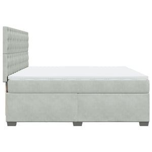 Κρεβάτι Boxspring με Στρώμα Ανοιχτό Γκρι 200x200 εκ. Βελούδινο - Pakobazaar