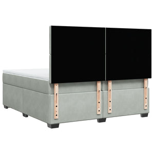 Κρεβάτι Boxspring με Στρώμα Ανοιχτό Γκρι 200x200 εκ. Βελούδινο - Pakobazaar